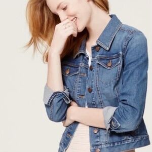 Ann Taylor Loft Women’s Blue Denim Button Stretch Jean Jacket w/Pockets, Size XS